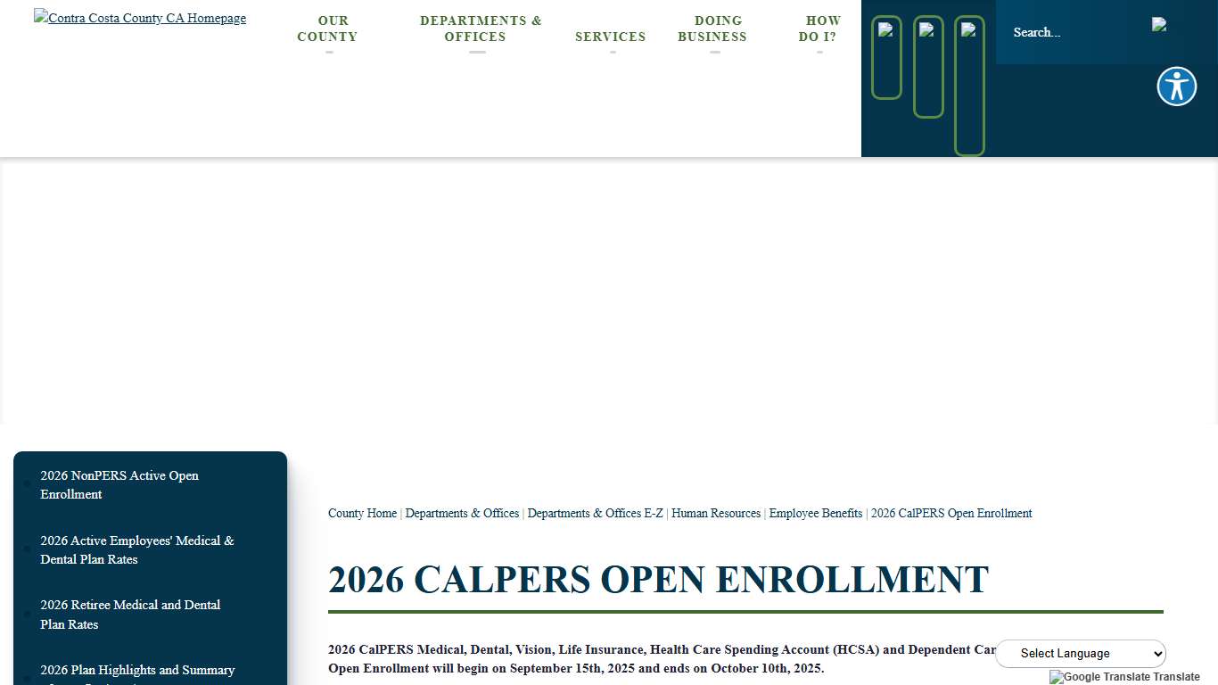 2026 CalPERS Open Enrollment Contra Costa County, CA Official Website