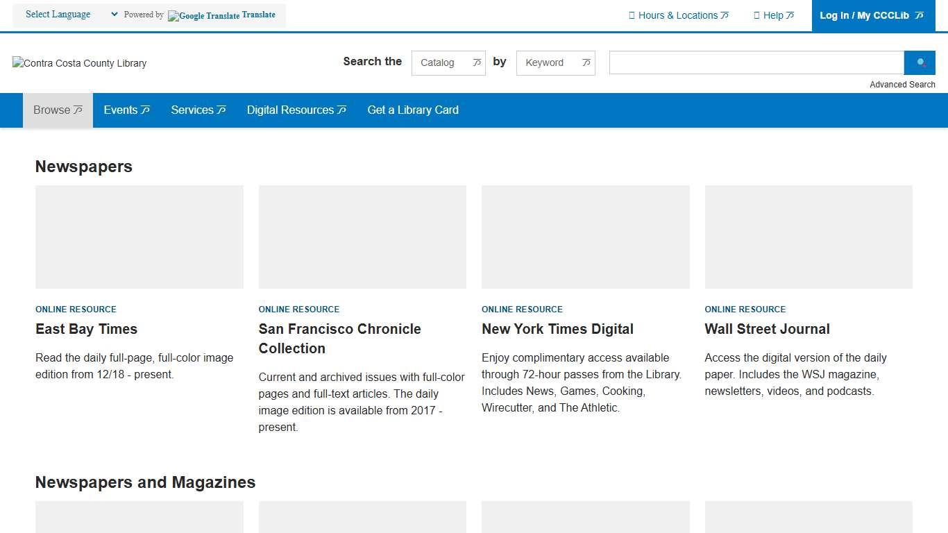 Magazines and Newspapers Contra Costa County Library