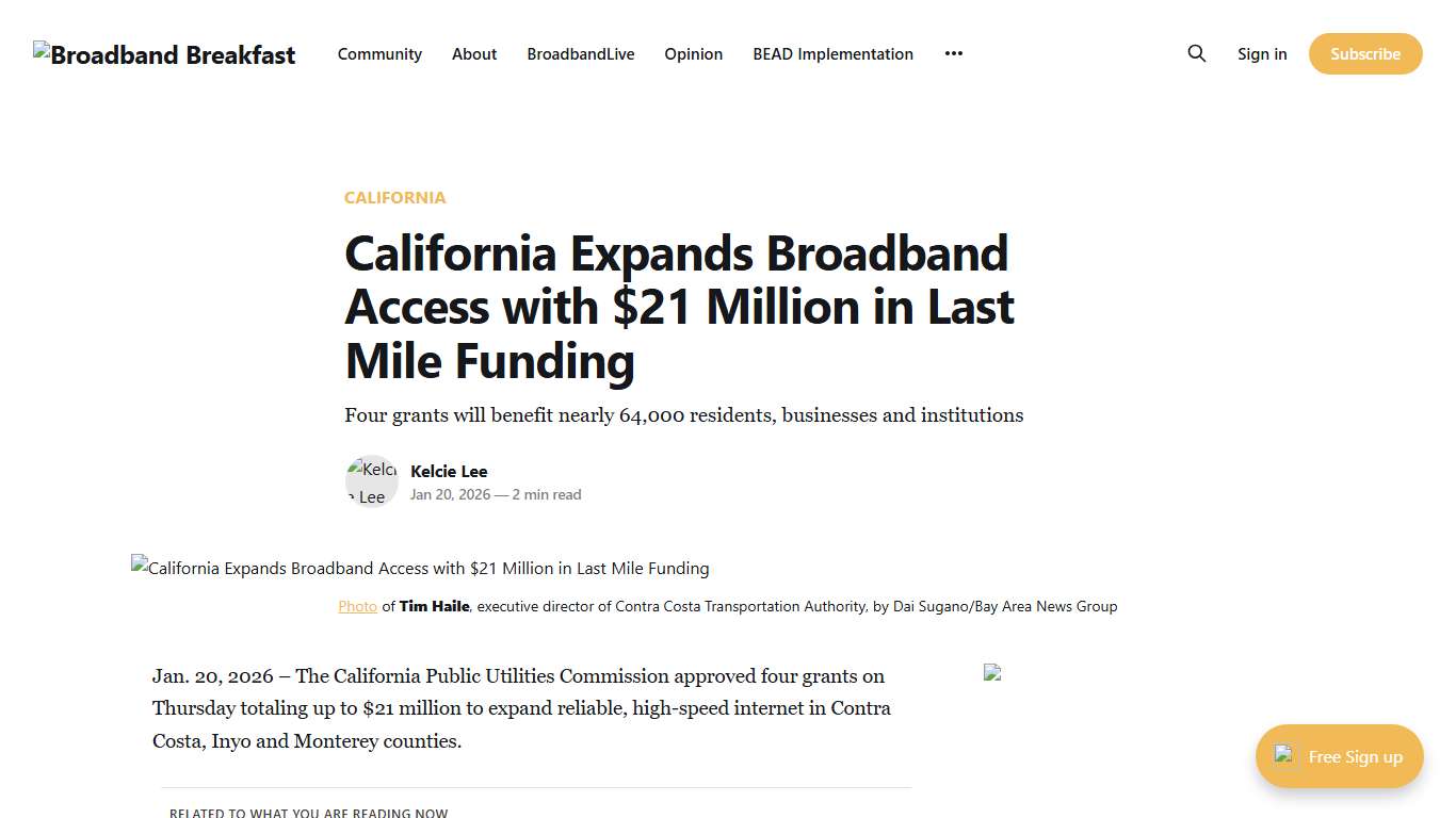 California Expands Broadband Access with $21 Million in Last Mile Funding
