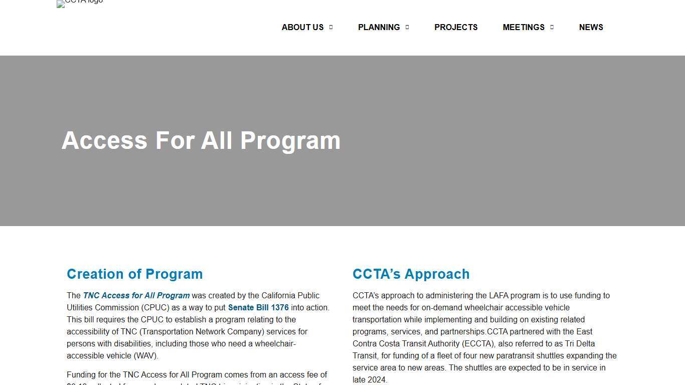 Access For All Program - Contra Costa Transportation Authority